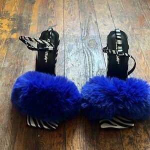 Public Desire x Paris Artiste Exclusive Heartbreaker Faux Fur Zebra Print Sandal